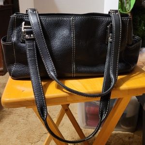 Fossil pebble leather shoulder bag